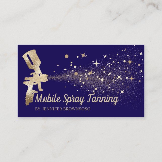 Navy Gold Mobile Body Paint Tan Spray Business Card (Front)
