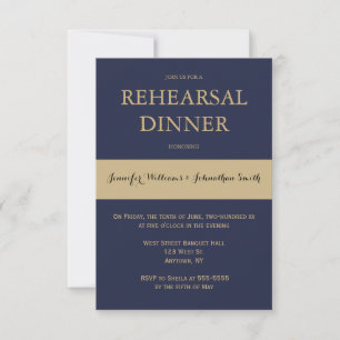 Navy & gold modern rehearsal dinner invitations