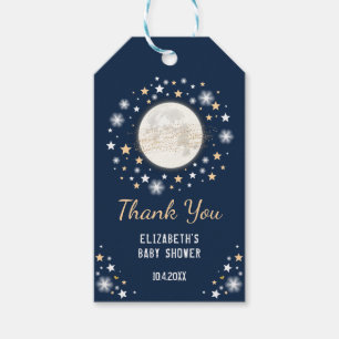 Navy Gold Moon Baby Shower Favors Twinkle Star Gift Tags