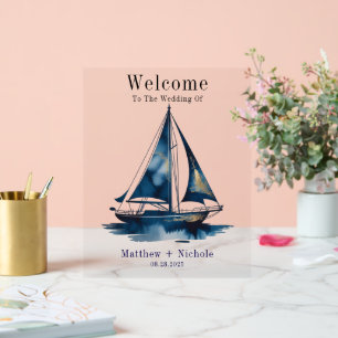 Navy Gold Nautical Boat Gold Wedding Welcome Sign