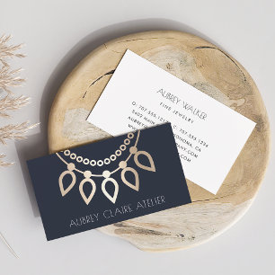 Navy & Gold Necklace Logo   Jewellery Design Business Card
