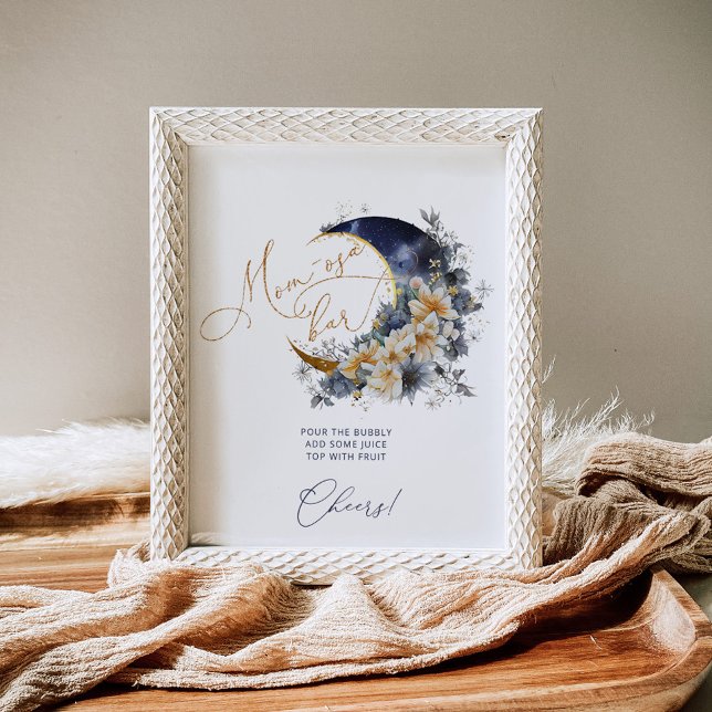 Navy gold over the moon baby shower Mum-osa bar Poster (Creator Uploaded)
