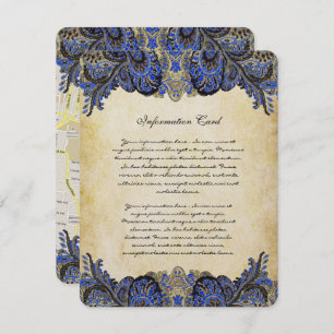 Navy & Gold Paisly Peacock Wedding Invitation