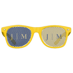 Navy Gold Party Formal Monogram Classic Wedding Retro Sunglasses