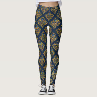 NAVY GOLD Pattern leggings activewear
