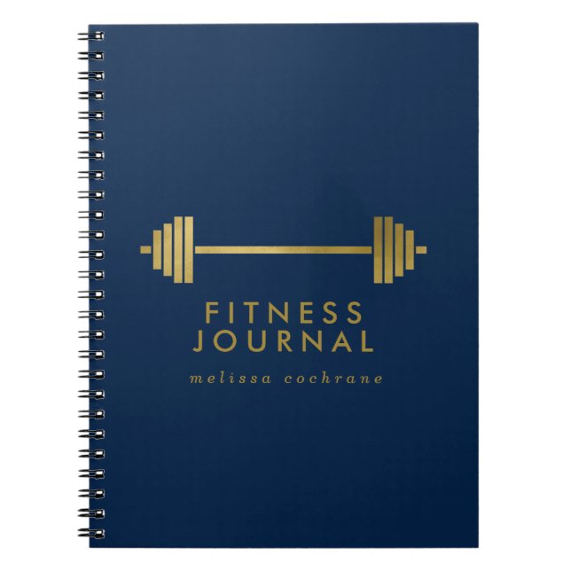 Navy & Gold Personalised Fitness Journal (Front)