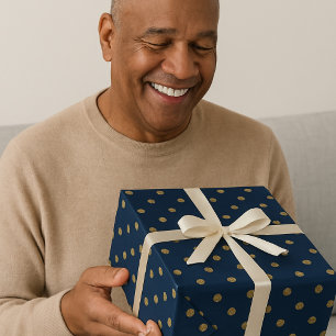 Navy & Gold Polka Dot Elegant Wrapping Paper