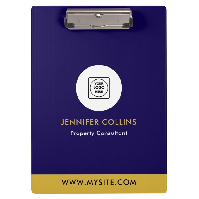 Navy Gold Real Estate Logo Pro clipboard (Front)