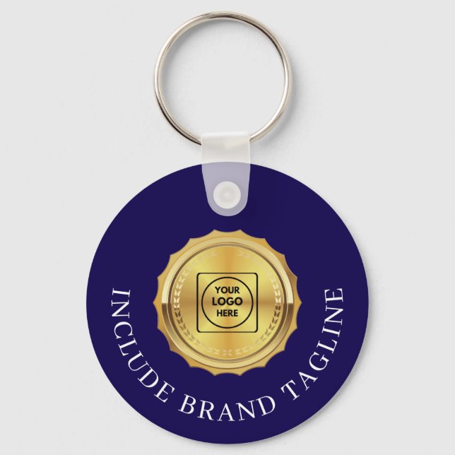 Navy Gold Real Estate Logo Promo Keychains (Front)