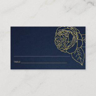 NAVY GOLD ROSE FLORAL BAT BAT MITZVAH PLACE CARDS