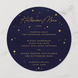 Navy/Gold Scattered Stars Square/Round Halloween Menu