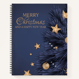 Navy Gold Simple Christmas Day 8.5" x 11" Spiral  Notebook