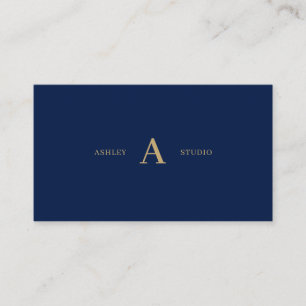 Navy & Gold Simple Minimal Professional  Business  Card