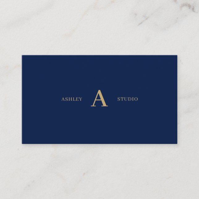 Navy & Gold Simple Minimal Professional  Business  Card (Front)