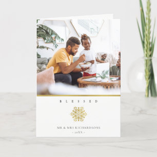 NAVY GOLD SNOWFLAKE LIGHT STRING CORPORATE BLESSED CARD