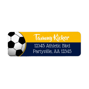 Navy & Gold Soccer Address Return Address Label