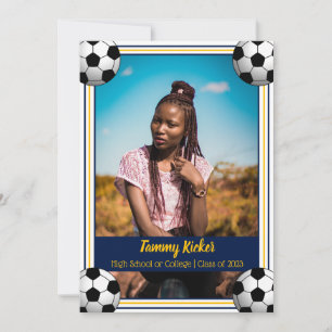 Navy & Gold Soccer Graduation Announcement