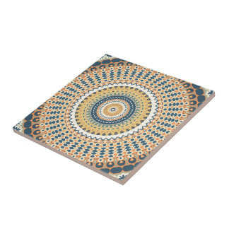 Navy Gold Star Mandala Ceramic Tile