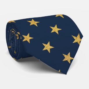 NAVY GOLD STAR MENS TIE