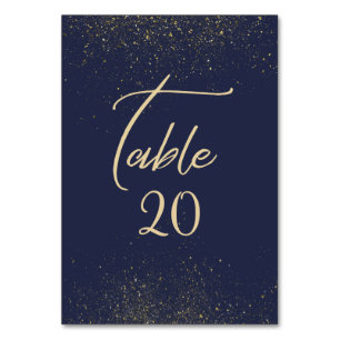 Navy, Gold Stardust Wedding Reception Table Number
