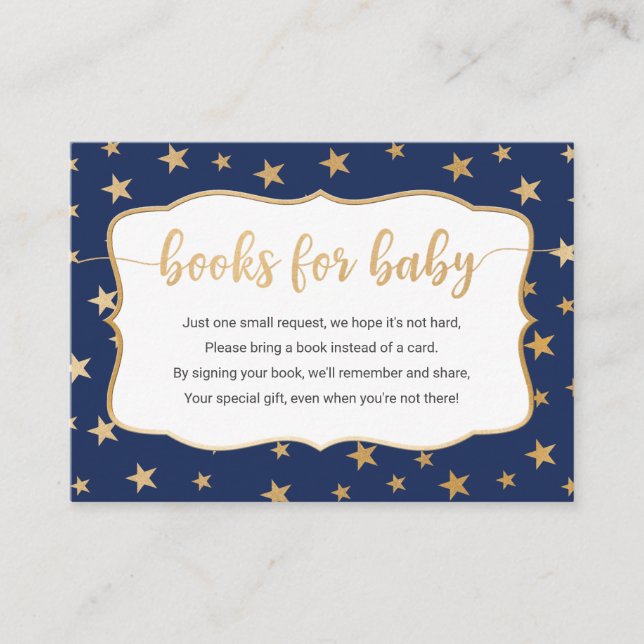 Navy Gold Stars boy book request card (Front)
