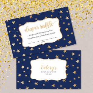 Navy Gold Stars boy diaper raffle card