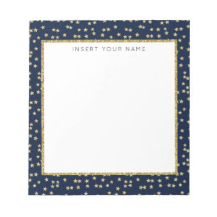 Navy & Gold Stars Personalised Notepad 5.5" x 6"