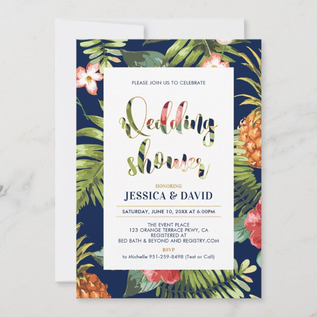 Navy & Gold | Summer Wedding Shower Invitation (Front)