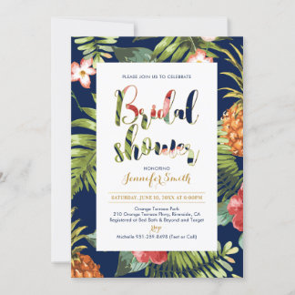 Navy & Gold | Tropical Bridal Shower Invitation