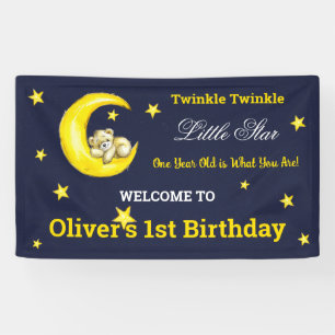 Navy Gold Twinkle Little Star 1st Birthday Banner
