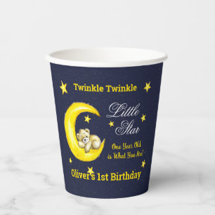 Navy Gold Twinkle Little Star 1st Birthday Paper Cups