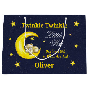 Navy Gold Twinkle Little Star Large Gift Bag