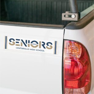 Navy & Gold Two-Colour Seniors Sliced Letters Bumper Sticker