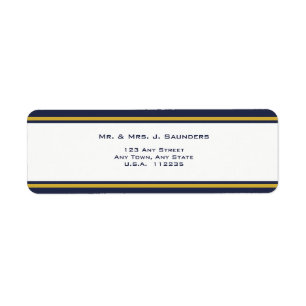 Navy & Gold Wedding  Return Address Label