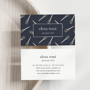 Navy & Gold Whisk Pattern   Chef Catering Bakery Business Card
