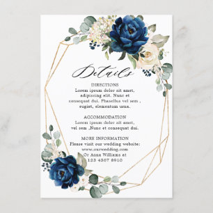 Navy Gold White Champagne Ivory Geometric Details Enclosure Card