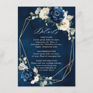 Navy Gold White Champagne Ivory Geometric Details  Enclosure Card