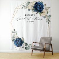 Navy Gold White Ivory Geometric Bridal Shower