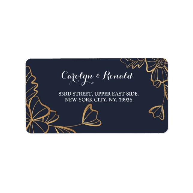 Navy & golden floral    Address Label (Front)