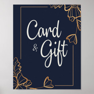 Navy & golden floral Cards &Gifts Poster