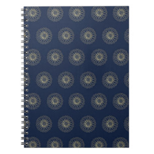 Navy Golden Zinnia Flower Medallions Notebook