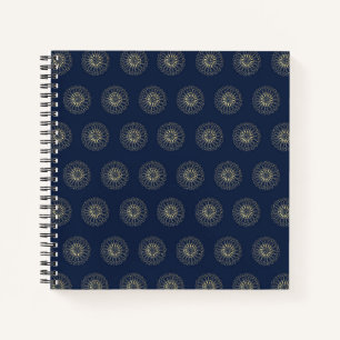 Navy Golden Zinnia Flower Medallions Notebook