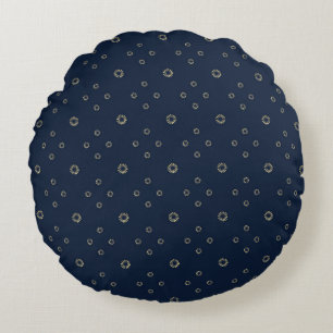 Navy   Golden Zinnia Sun Round Cushion