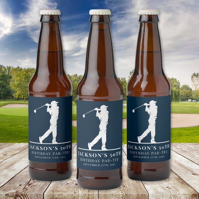 Navy Golf Themed Birthday Par-tee  Beer Bottle Label (Creator Uploaded)