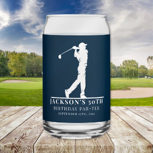 Navy Golf Themed Birthday Par-tee  Can Glass