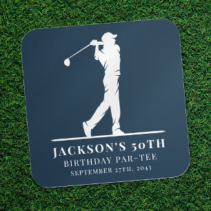 Navy Golf Themed Birthday Par-tee Square Sticker