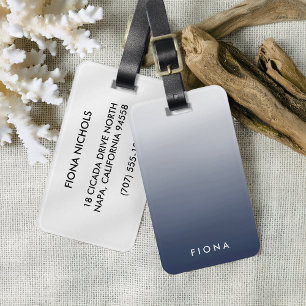 Navy Gradient Ombre Personalised Luggage Tag