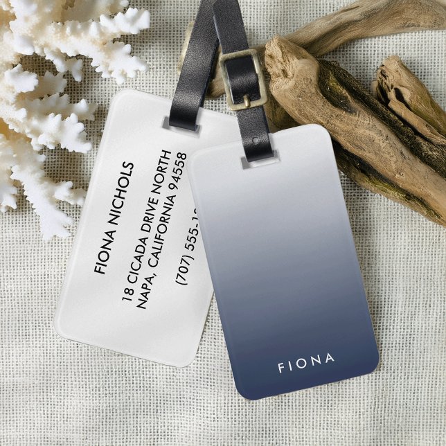Navy Gradient Ombre Personalised Luggage Tag (Creator Uploaded)