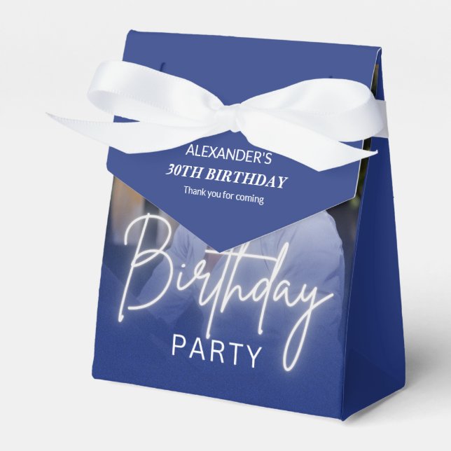 Navy Gradient Photo 30th Birthday Party Favour Box (Front Side)