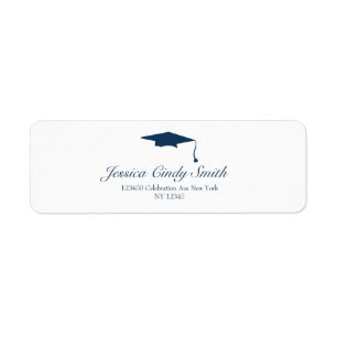 Navy Graduation Hat Return Address Label